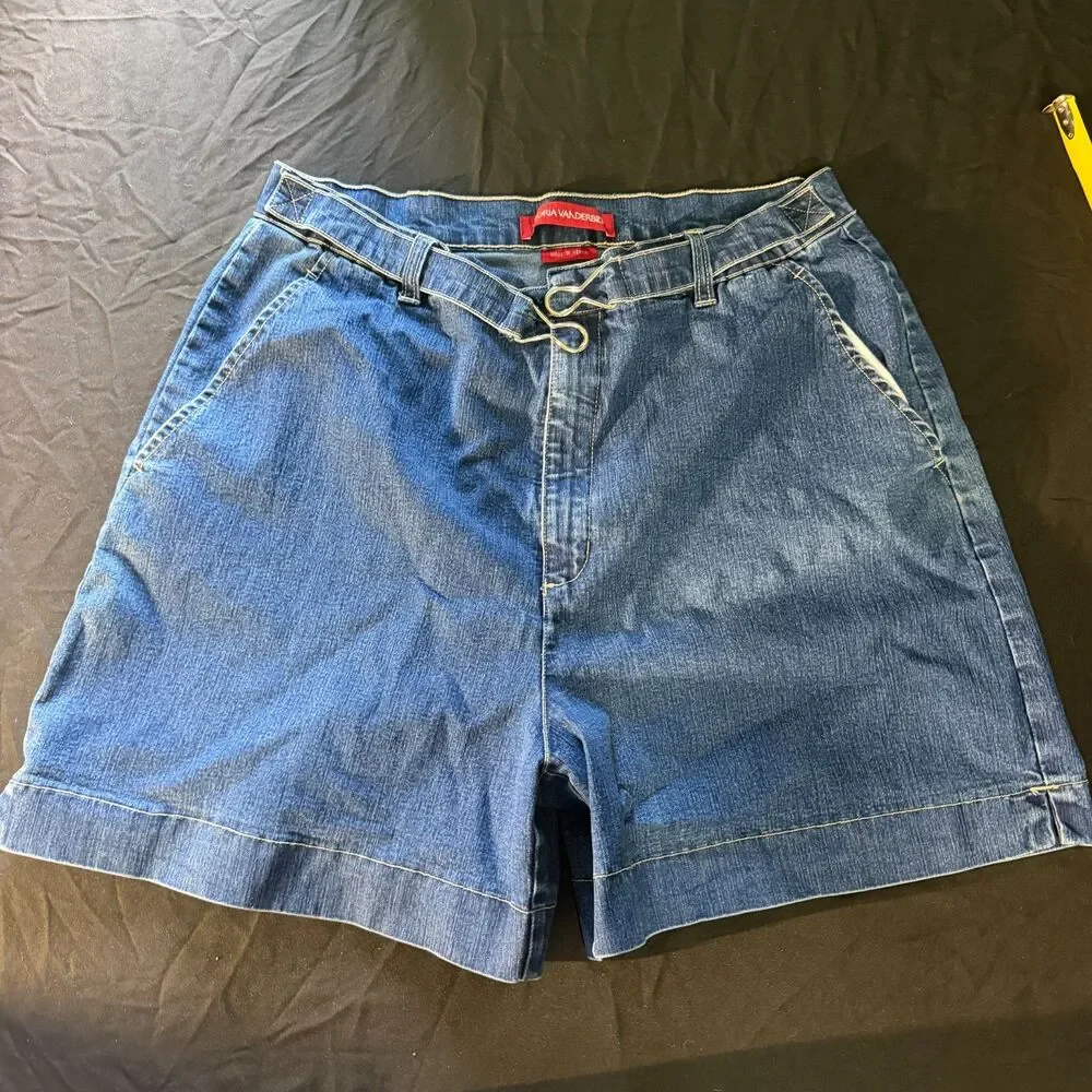Gloria Vanderbilt Women's Denim Bermuda Shorts Blue High Rise Long Jorts